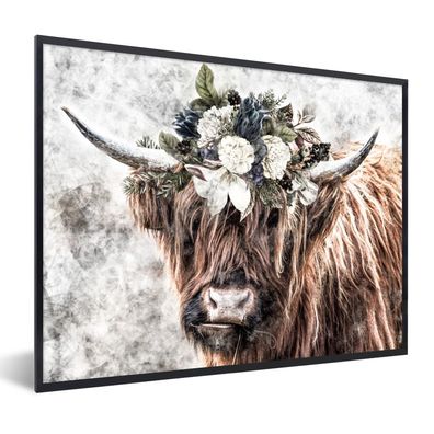 Poster - 40x30 cm - Schottischer Hochländer - Rauch - Flora