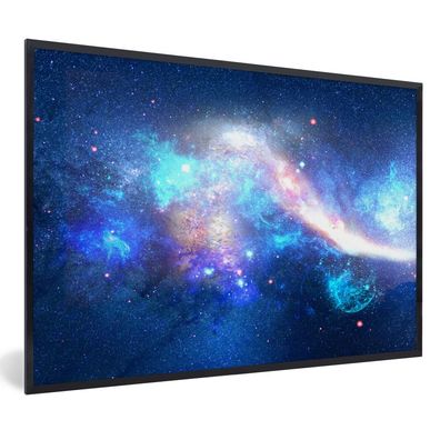 Poster - 90x60 cm - Universum - Blau - Sterne