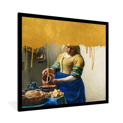 Poster - 40x40 cm - Milchmädchen - Gold - Vermeer