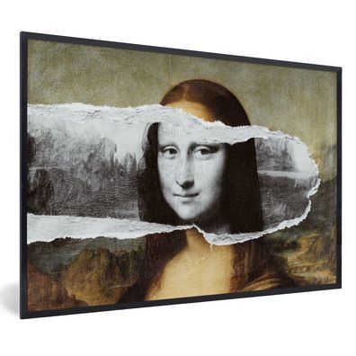 Poster - 60x40 cm - Mona Lisa - Schwarz und weiß - Da Vinci