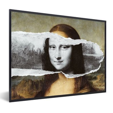 Poster - 80x60 cm - Mona Lisa - Da Vinci - Schwarz - Weiß