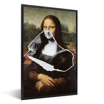 Poster - 80x120 cm - Mona Lisa - Schwarz und weiß - Da Vinci