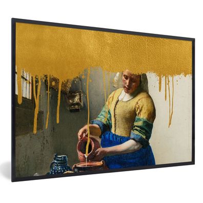 Poster - 90x60 cm - Milchmädchen - Gold - Vermeer