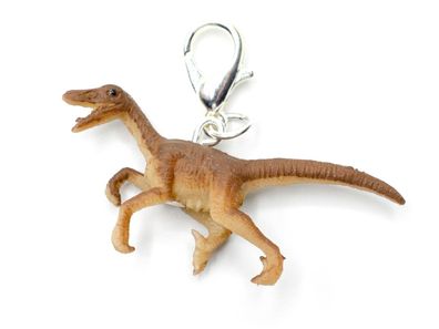 Velociraptor Raptor Charm Miniblings Zipper Pull Anhänger Dino Dinosaurier braun