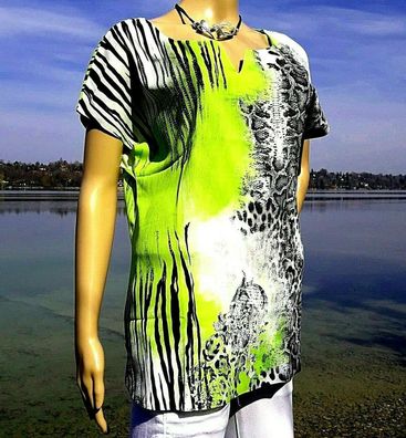 Missy T-Shirt Tunika Neon grün Strass Damen Gr. XL Frauen Mädchen Bluse Cool
