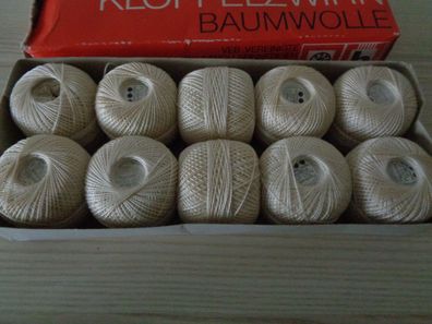 Klöppelzwirn Baumwolle 10 Knäuel - creme -OVP