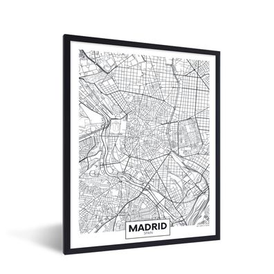 Poster - 30x40 cm - Karte - Madrid - Spanien - Einfach