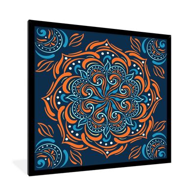 Poster - 40x40 cm - Mandala - Orange - Blau - Muster