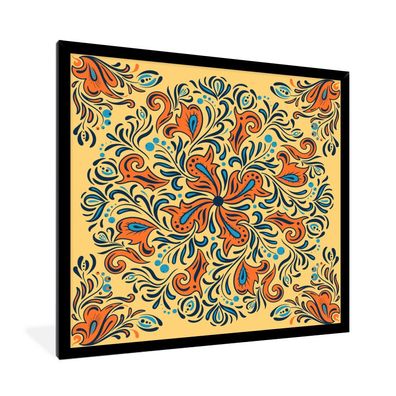 Poster - 40x40 cm - Blume - Blütenblätter - Orange - Muster