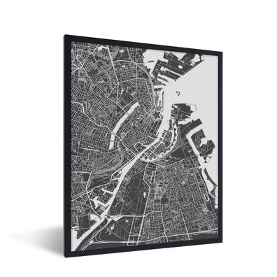 Poster - 60x80 cm - Stadtplan - Kopenhagen - Schwarz und weiß