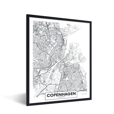 Poster - 60x80 cm - Stadtplan - Kopenhagen - Dänemark - Einfach