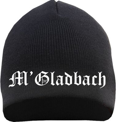 M. Gladbach Beanie Mütze - Altdeutsch - Bestickt - Strickmütze Wintermütz...