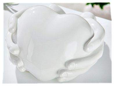 Dekorative Keramik Skulptur in weiß Herz in Händen Hochzeitsgeschenke Geschenke Valen