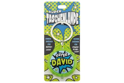 Schluesselanhaenger Super Taschenlampe mit Namen David -als Geschenk - individuell mi