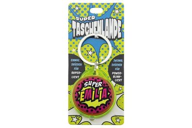 Schluesselanhaenger Super Taschenlampe mit Namen Emilia -als Geschenk - individuell m