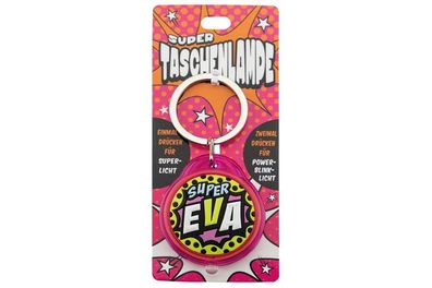 Schluesselanhaenger Super Taschenlampe mit Namen Eva -als Geschenk - individuell mit