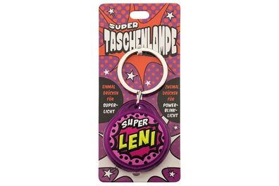 Schluesselanhaenger Super Taschenlampe mit Namen Leni -als Geschenk - individuell mi