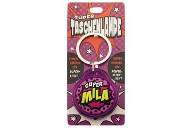 Schluesselanhaenger Super Taschenlampe mit Namen Mila -als Geschenk - individuell mi