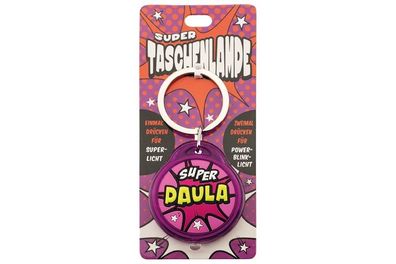 Schluesselanhaenger Super Taschenlampe mit Namen Paula -als Geschenk - individuell mi