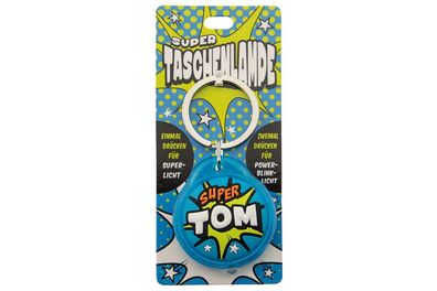 Schluesselanhaenger Super Taschenlampe mit Namen Tom -als Geschenk - individuell mi