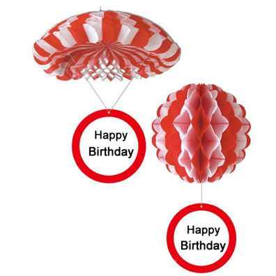 1 Deko Ballon oder 1 Deko Fallschirm mit Schild Happy Birthday
