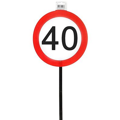 Schild 40 mit Stab zum 40. Geburtstag