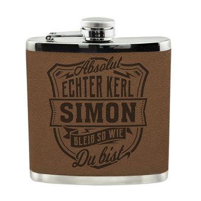 Echter Kerl Flachmann Simon Schnaps-Flasche, Tolle Geschenk-Idee