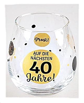 Whiskyglas, Wasserglas oder auch Weinglas mit Spruch zum 40. Geburtstag Auf 40