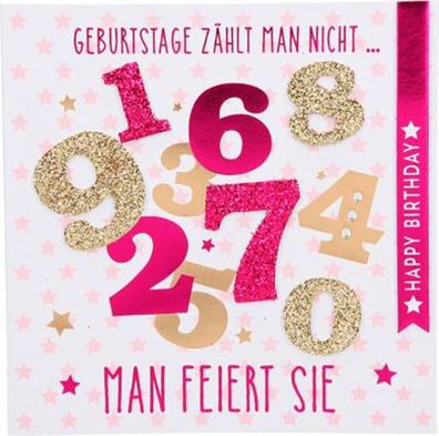 Glamour Glitzer Grußkarte Klappkarte Geburtstagskarte mit Umschlag quadratisch Motiv