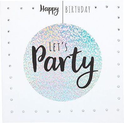 Glamour Glitzer Grußkarte Klappkarte mit Umschlag Happy Birthday Let's Party , quadra