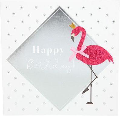 Glamour Glitzer Grußkarte Klappkarte mit Umschlag Happy Birthday , quadratisch 035