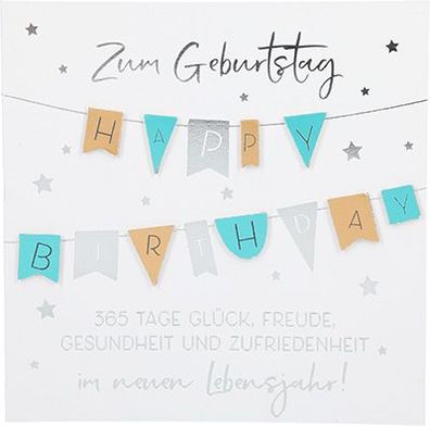 Glamour Glitzer Grußkarte Klappkarte mit Umschlag Zum Geburtstag Happy Birthday 365 T