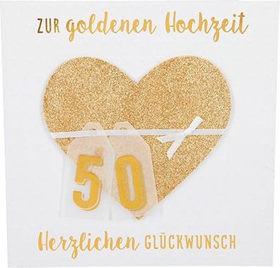 Glamour Glitzer Grußkarte Klappkarte mit Umschlag Zur Goldhochzeit Herzlichen Glückwu