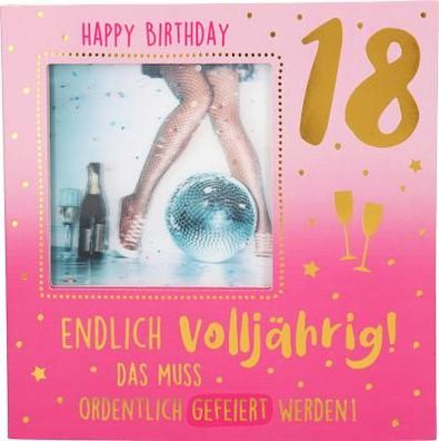 Geburtstagskarte Klappkarte 3D mit Musik & Licht 18 Happy Birthday Endlich volljährig