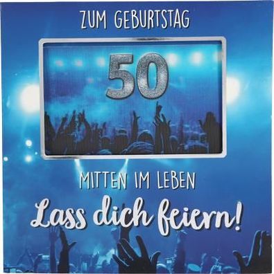 Geburtstagskarte Klappkarte 3D mit Musik & Licht Zum Geburtstag 50 Mitten im Leben!..