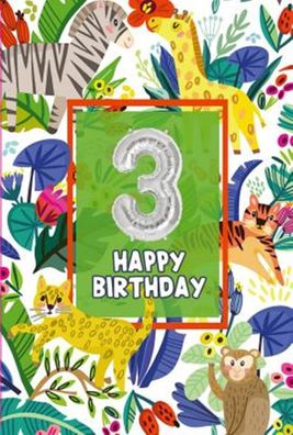 Depesche Zahlengeburtstagskarte mit Ballons 003 zum 3. Geburtstag Zahlen-Geburtstags
