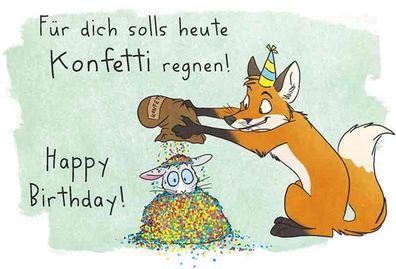 Lustige Postkarte Ab die Post-Fuer dich solls heute Konfetti regnen!