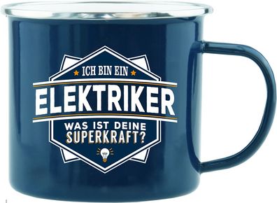 H&H Echter Kerl Emaille Becher fuer den Elektriker