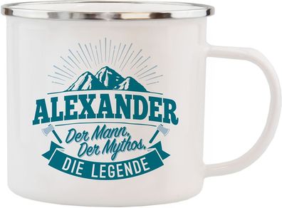 H&H Echter Kerl Emaille Becher mit Namen Alexander