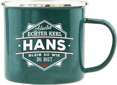 H&H Echter Kerl Emaille Becher Hans