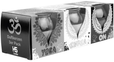 Duftkerzen im Glas 3er Pack ( YOGA ) Raumdüfte Glaskerze Duft Kerze Duftkerzen