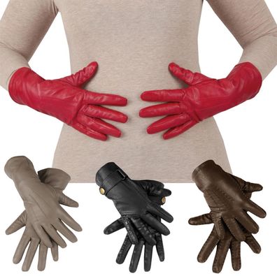 Lederhandschuhe Nappaleder Damenhandschuhe Echtleder Nappa Handschuhe Größe: 6-8