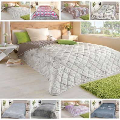 Tagesdecke Sofaüberwurf Bett Decke Überwurf Stepp bedruckt Patchwork XXL 220x240