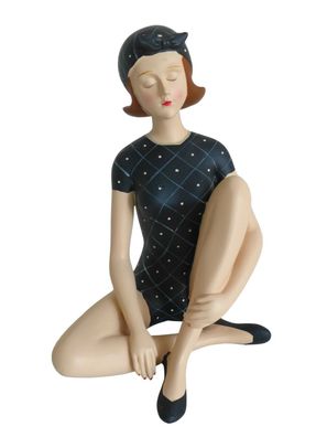 Zierfigur Frau im Badeanzug schwarz Retro Stil 19 cm Deko Figur Dekoration