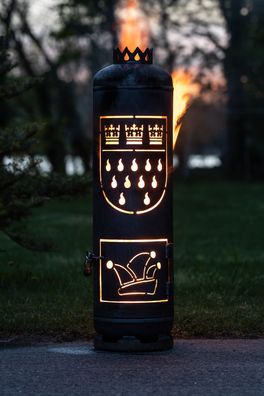 Feuerstelle Köln mit Kölner Dom Gasflasche für Garten und Terrasse Feuerflair