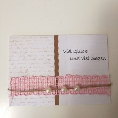 Klappkarte Geburtstagskarte Karte Viel Glück und viel Segen Rosa Perlen 12x17cm