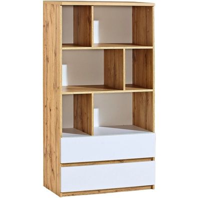 Arca AR04 - Breites niedriges Bücherregal mit Schubladen, Jugendzimmer, Marmex