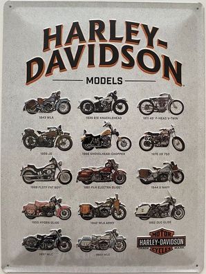 Blechschild 40 X 30 cm Harley Davidson Models
