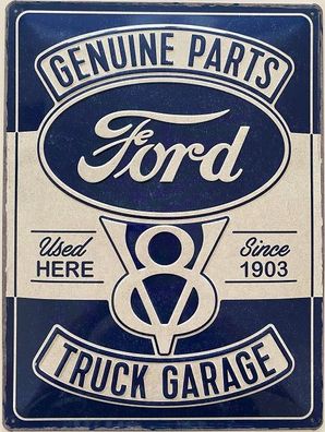 Blechschild 40 X 30 cm Ford Geniue Parts - Truck Garage