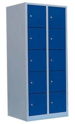 XL Schließfachschrank Fächerschrank 5 Fächer 1800 x 400 x 500 mm lichtgrau/ blau